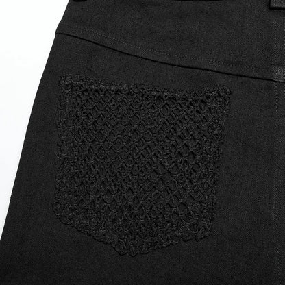 Punk Rave Women's Mesh & Denim Slim Pants