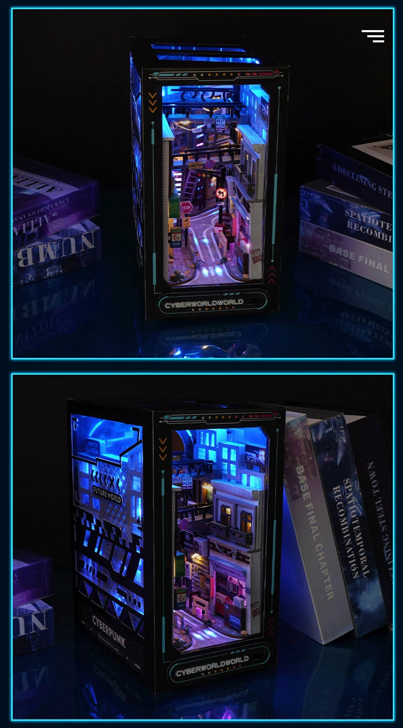 Cyberpunk DIY Book Nook Model Kit for Creative Room