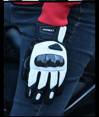 LYSCHY Winter Waterproof Leather Motorcycle Gloves