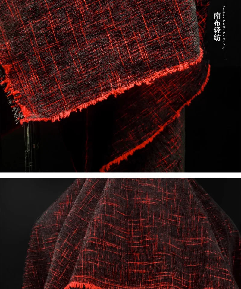 “Rich Red Velvet Textured Apparel Fabric for DIY”