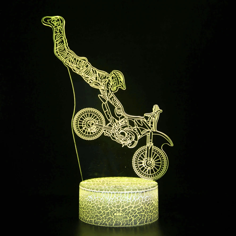 Motorcycle 3D Illusion LED Lamp - Boys Room Decor