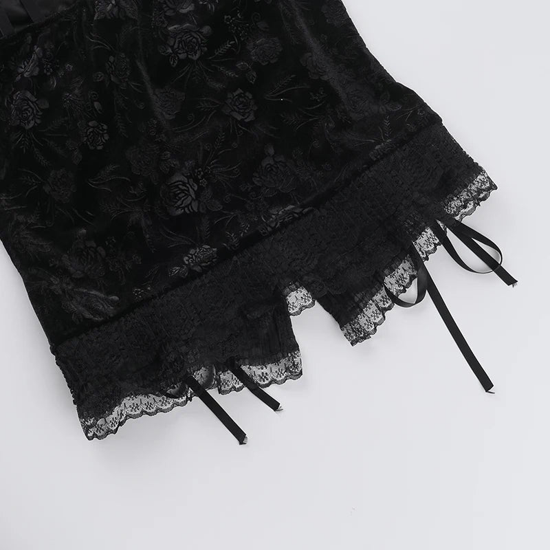 Black Rose Lace-Up Camisole Top