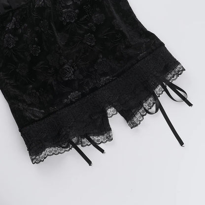 Black Rose Lace-Up Camisole Top