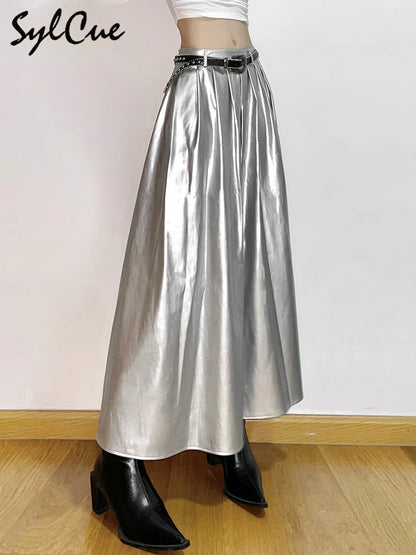 Long High Waist Pleated Skirt