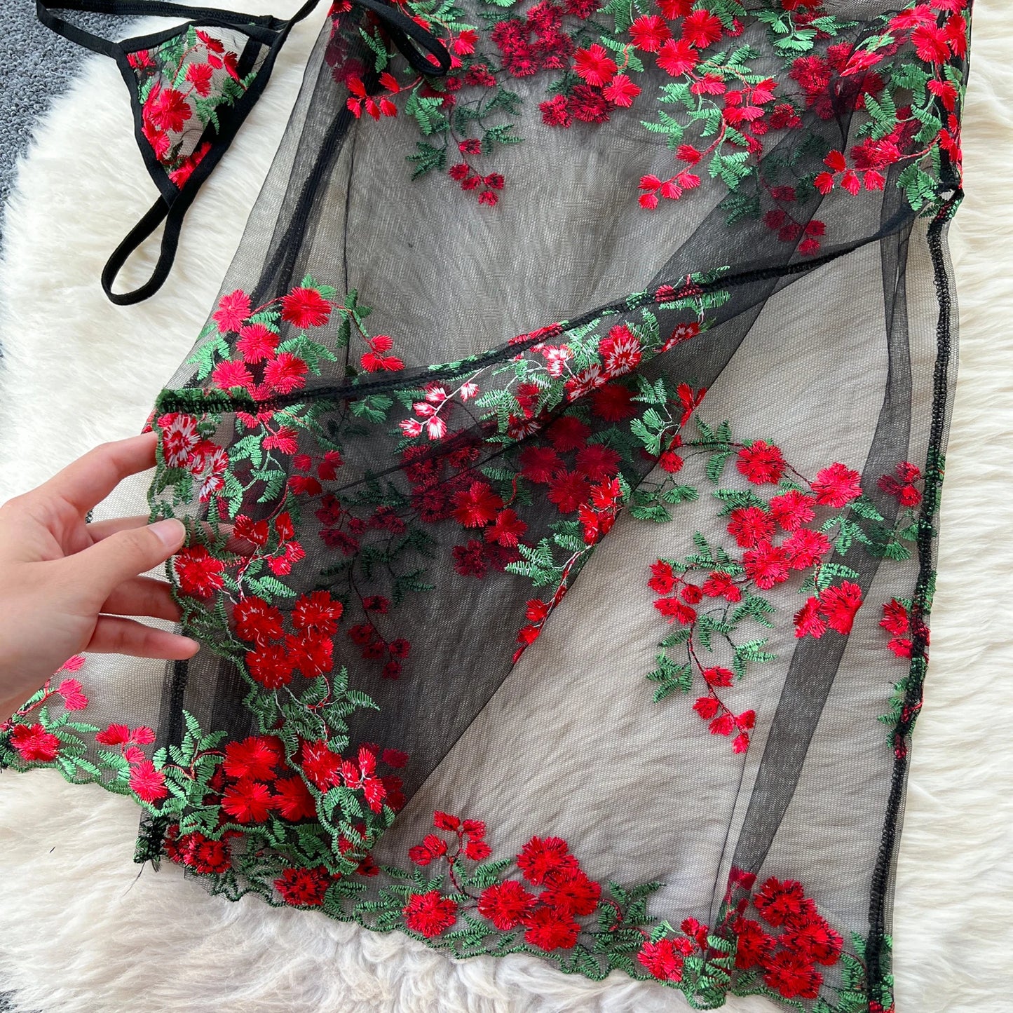 Floral Elegance: Chinese Style Mid-Calf Dress