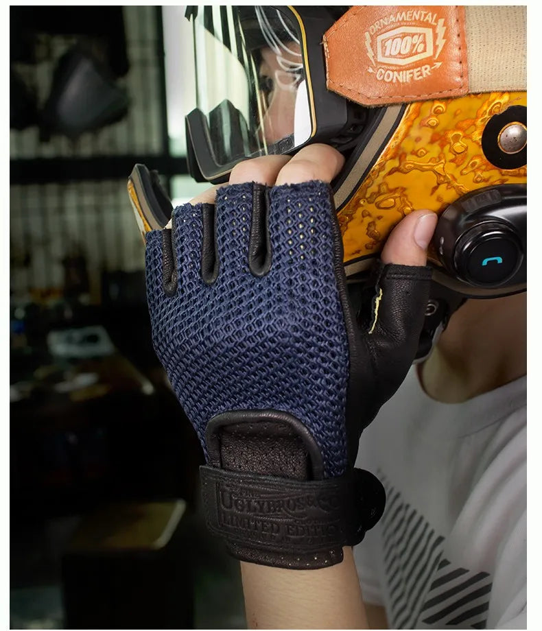 Retro Breeze Half-Finger Motorcycle Gloves