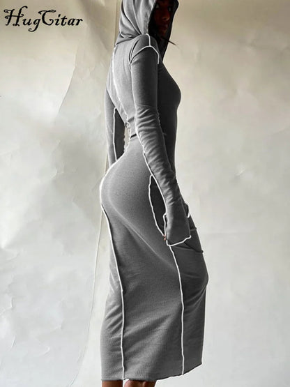 Cozy Chic Patchwork Maxi Hooded Dress