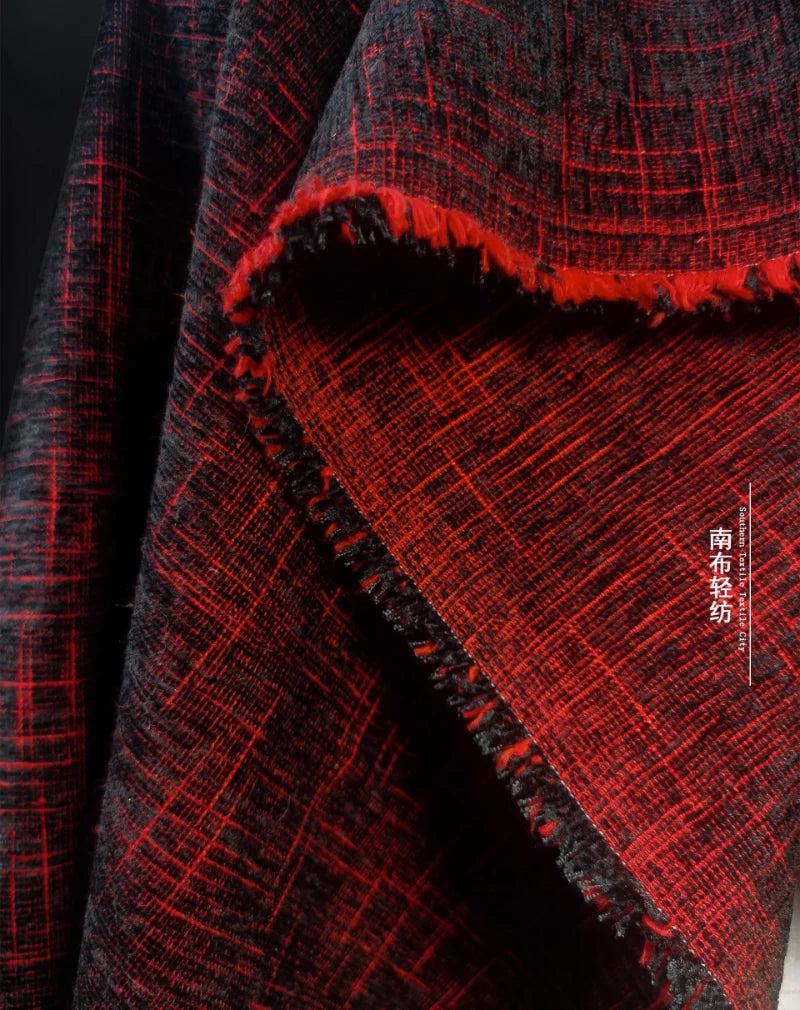 “Rich Red Velvet Textured Apparel Fabric for DIY”