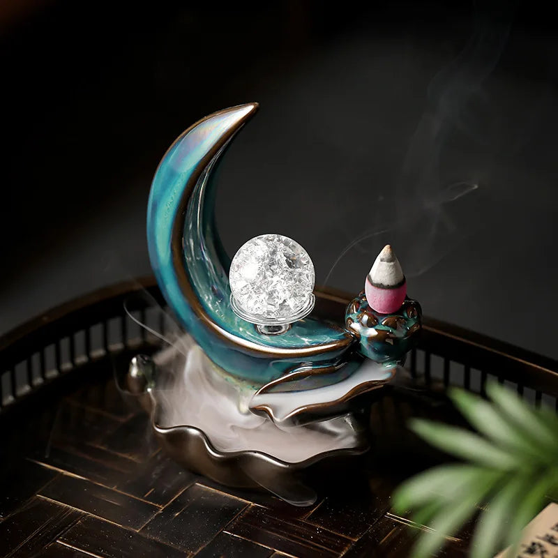 Zen Moon Ceramic Incense Plate - Aromatic Home Decor