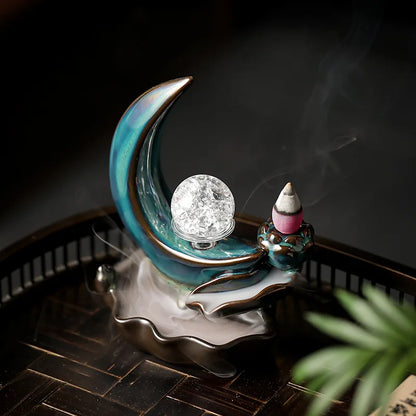 Zen Moon Ceramic Incense Plate - Aromatic Home Decor