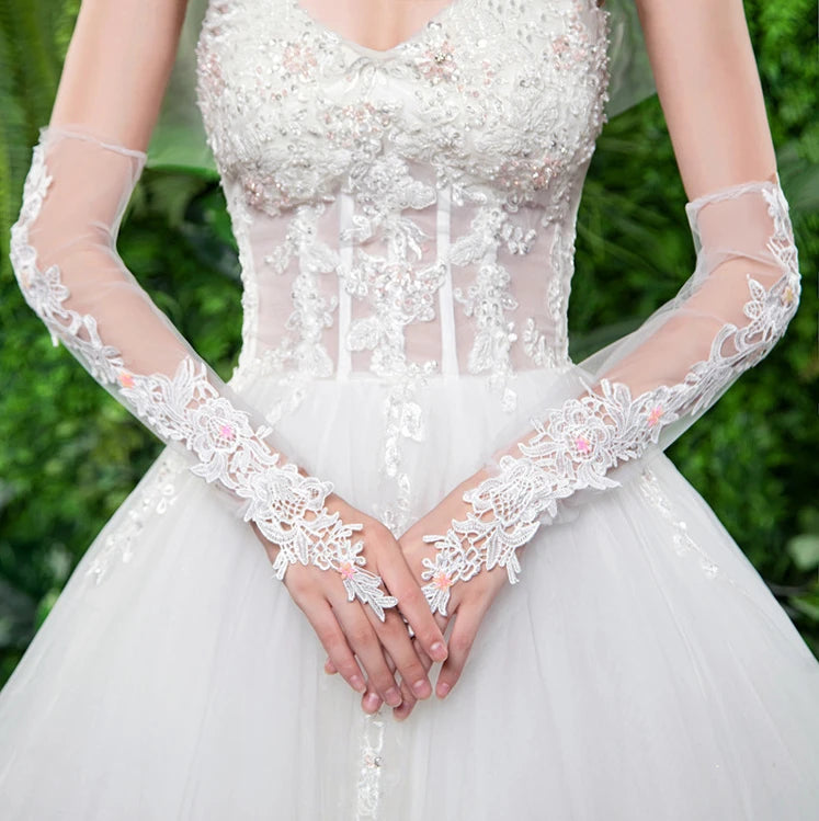 Lace Elbow-Length Fingerless Gloves