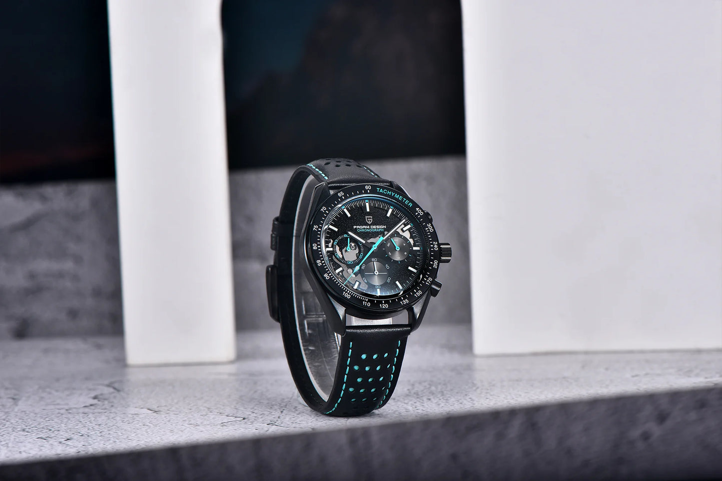 Pagani Moon Black Skeleton Quartz Chrono Watch