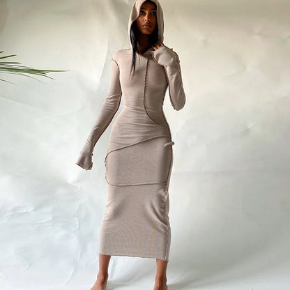 Cozy Chic Patchwork Maxi Hooded Dress