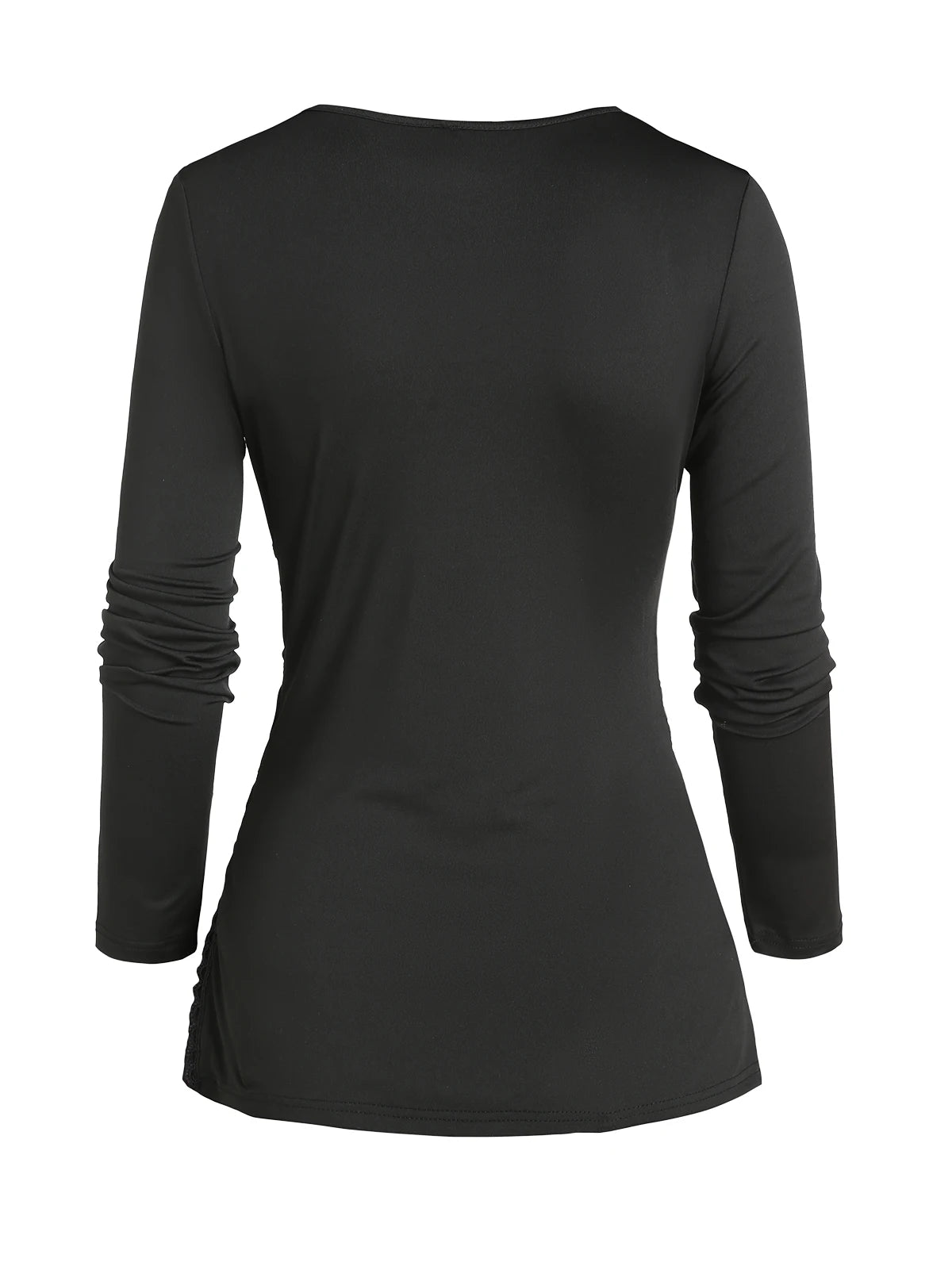 Gothic Lace Contrast Tee - Women's Stylish Top