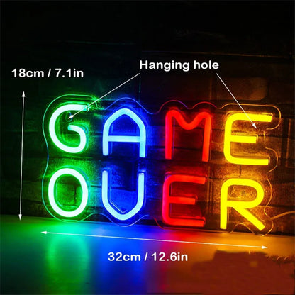 Neon Gaming: Iconic 'Game Over' Light Sign