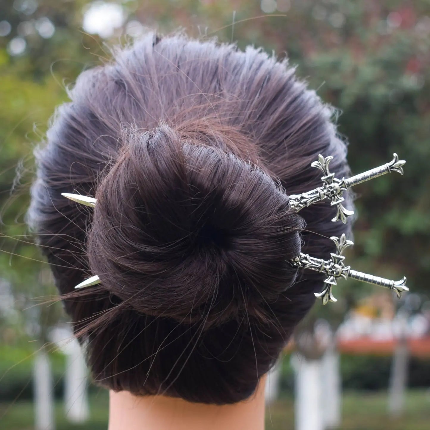 Skull & Moon sword - Unique Metal Hair Sticks