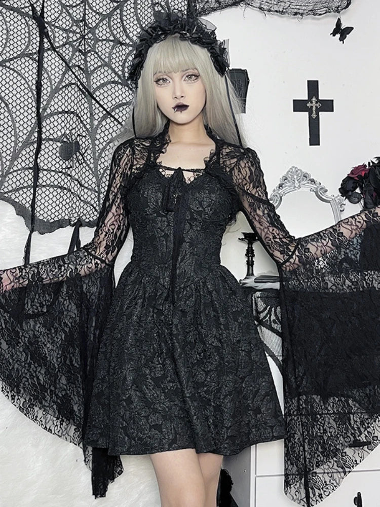 Vintage Gothic  Black Lace T-shirt