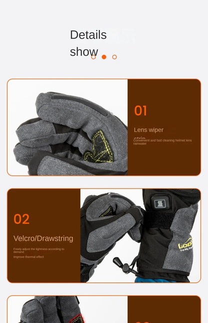 LOBOO Winter Touchscreen Heated Riding Gloves