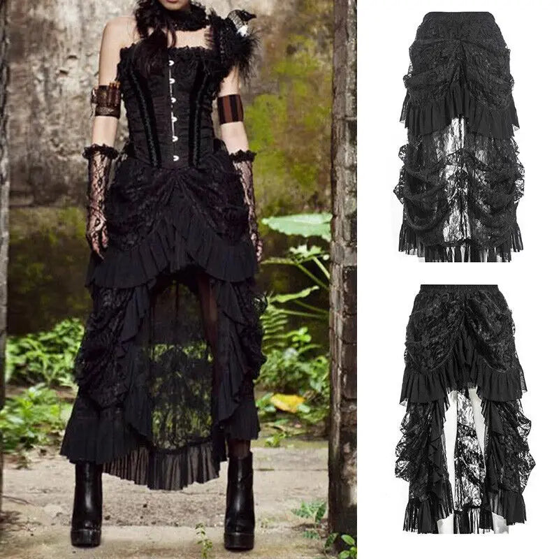 Victorian Steampunk Ruffle Lace Skirt - Gothic Chic