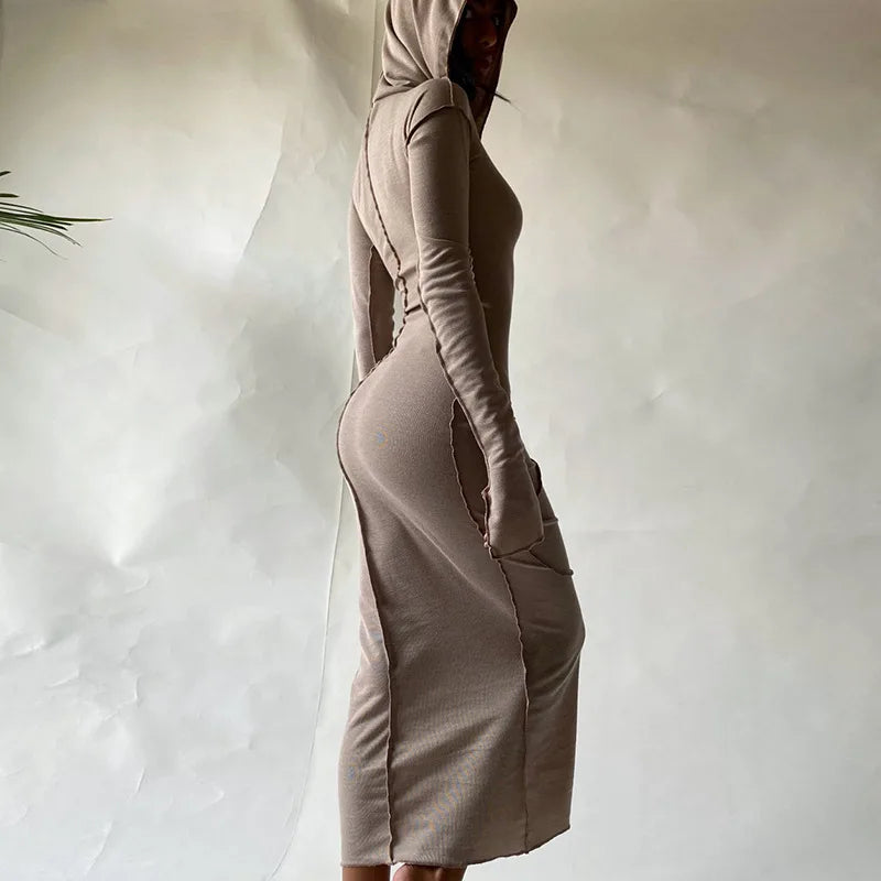 Cozy Chic Patchwork Maxi Hooded Dress