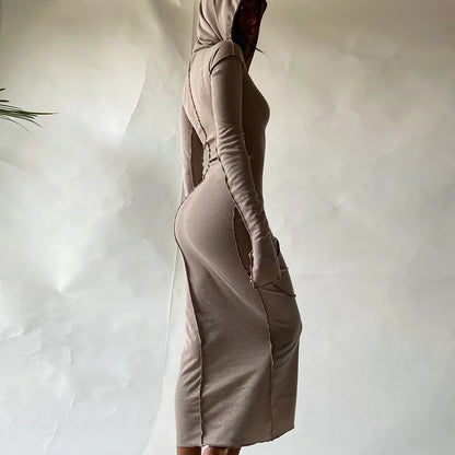 Cozy Chic Patchwork Maxi Hooded Dress