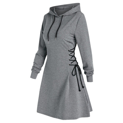Cozy V-Neck Tie-Waist Hoodie Dress for Women