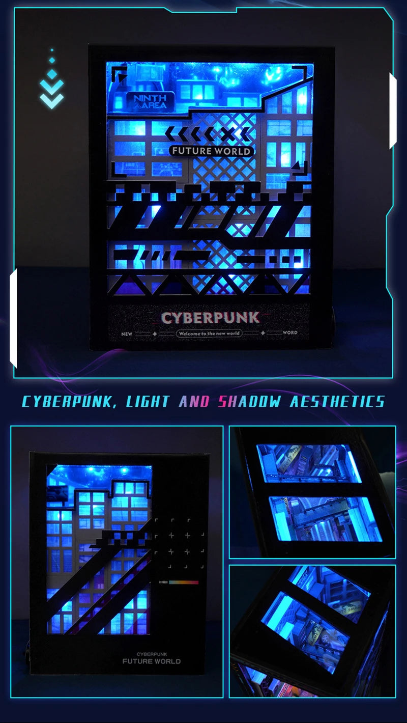 Cyberpunk DIY Book Nook Model Kit for Creative Room