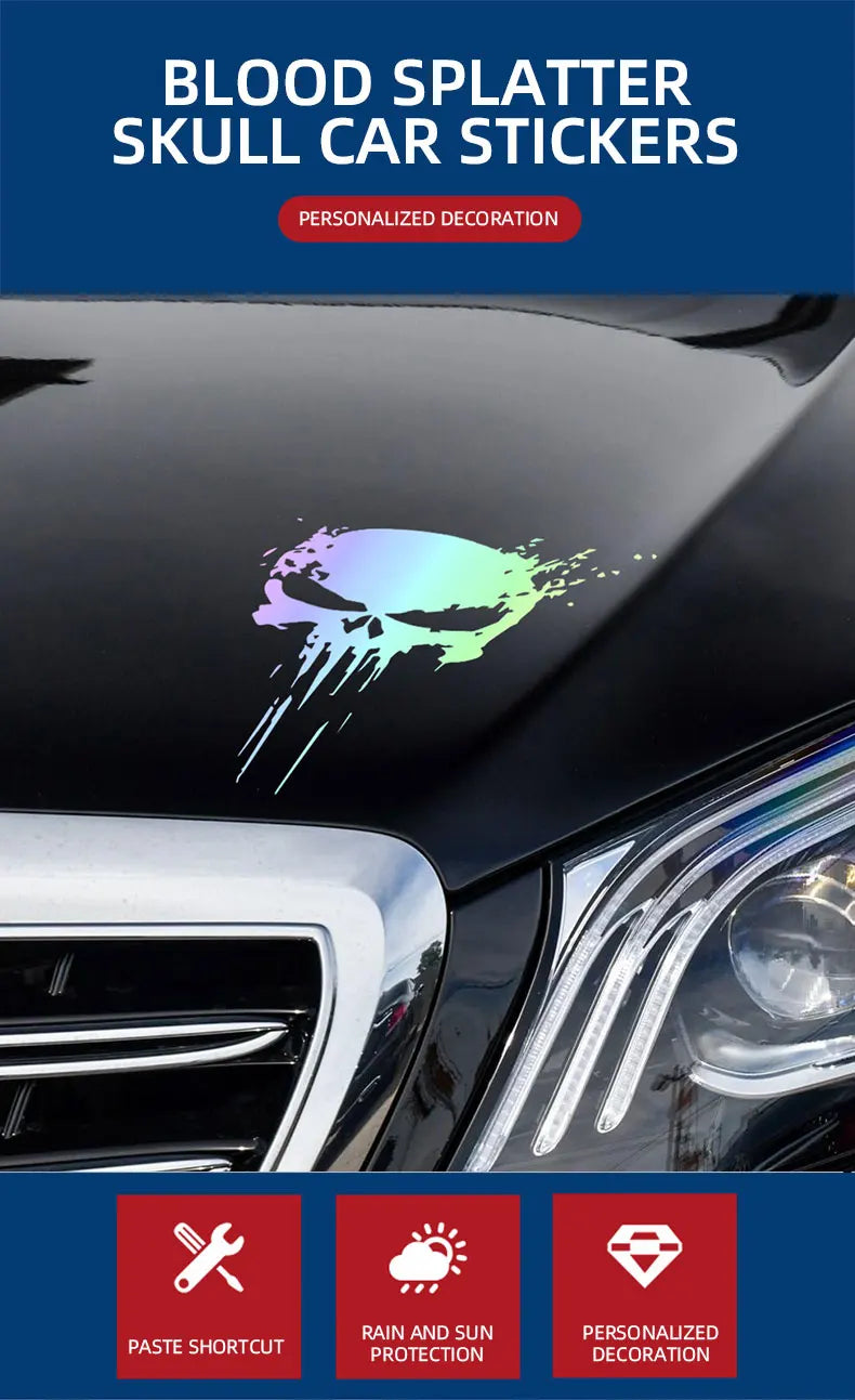 Reflective Skull Decal - Waterproof Motorcycle Accessory