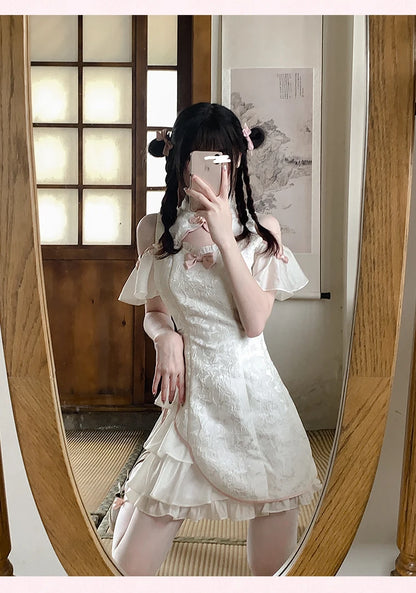 Elegant Tie-Dye Cheongsam Mini Dress