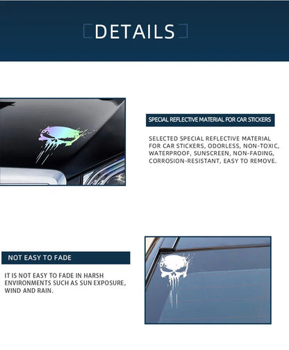 Reflective Skull Decal - Waterproof Motorcycle Accessory