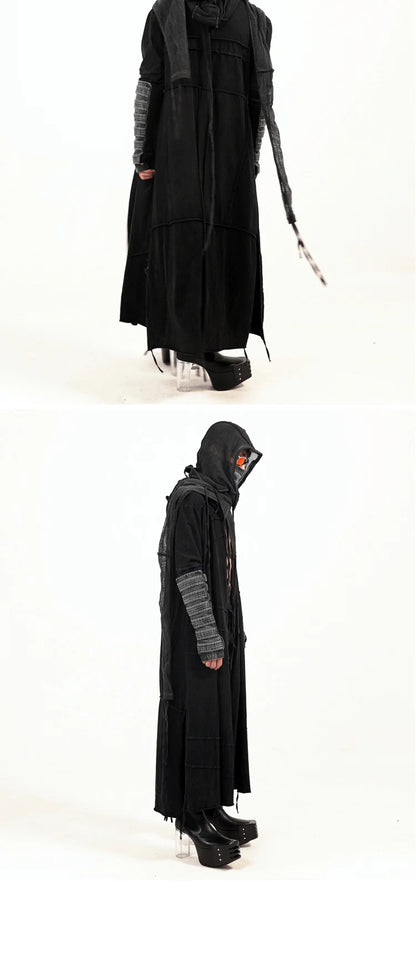 Gothic Vintage Distressed Hooded Cape Windbreaker