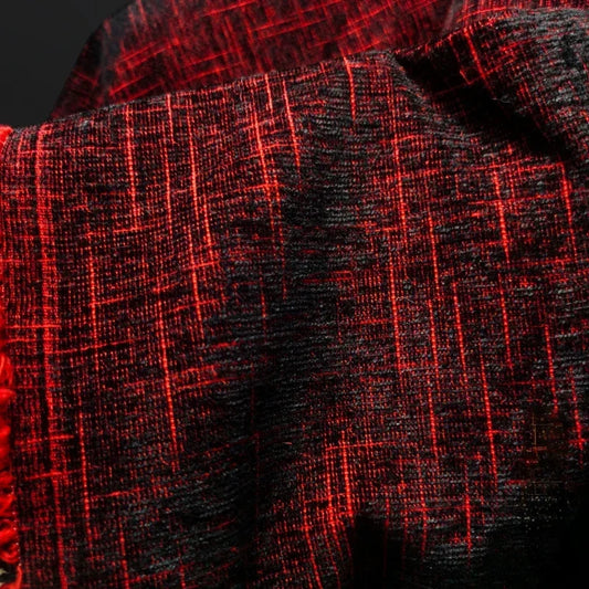 “Rich Red Velvet Textured Apparel Fabric for DIY”