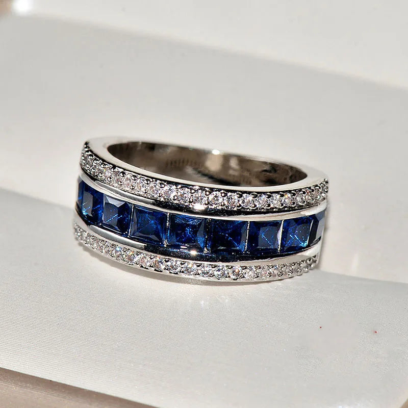 Zirconia Crystal Wide Sterling Plata Ring