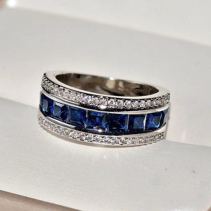 Zirconia Crystal Wide Sterling Plata Ring