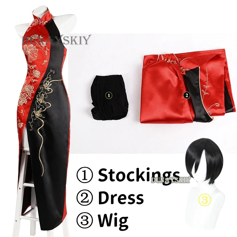 Ada Wong Evil Cheongsam Cosplay Costume Set
