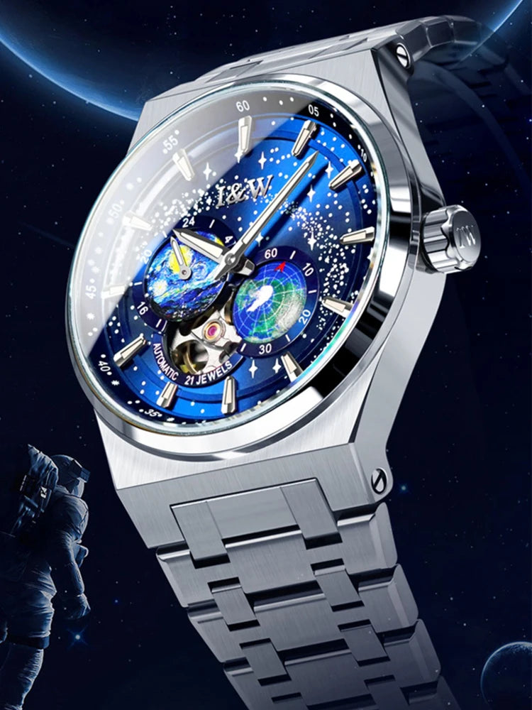 New Rotating Earth Dial Men Watches Top Brand