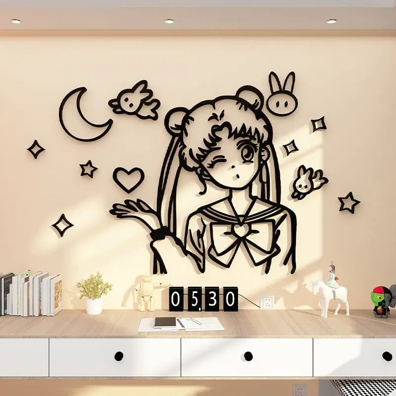 3D Cartoon Sailor Moon Acrylic Wall Art Decor