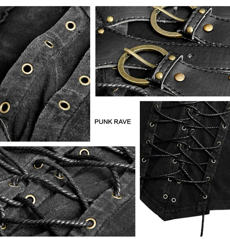 Black Punk Rock Cotton Vest for Men