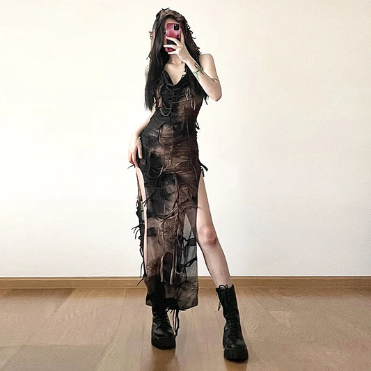 Tie Dye Hooded Grunge Dress