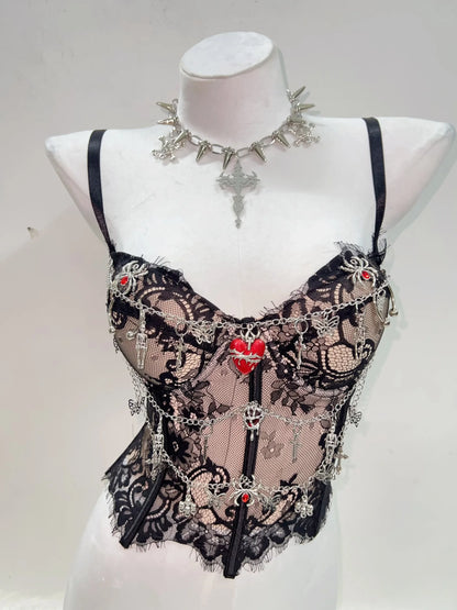 Gothic Y2K Lace Crop Tank