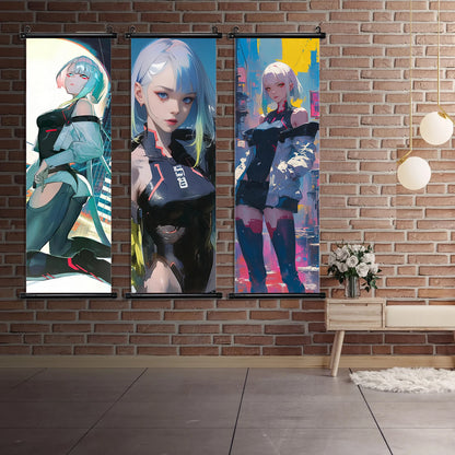 Cyber Rebecca Scroll Canvas: Futuristic Wall Art