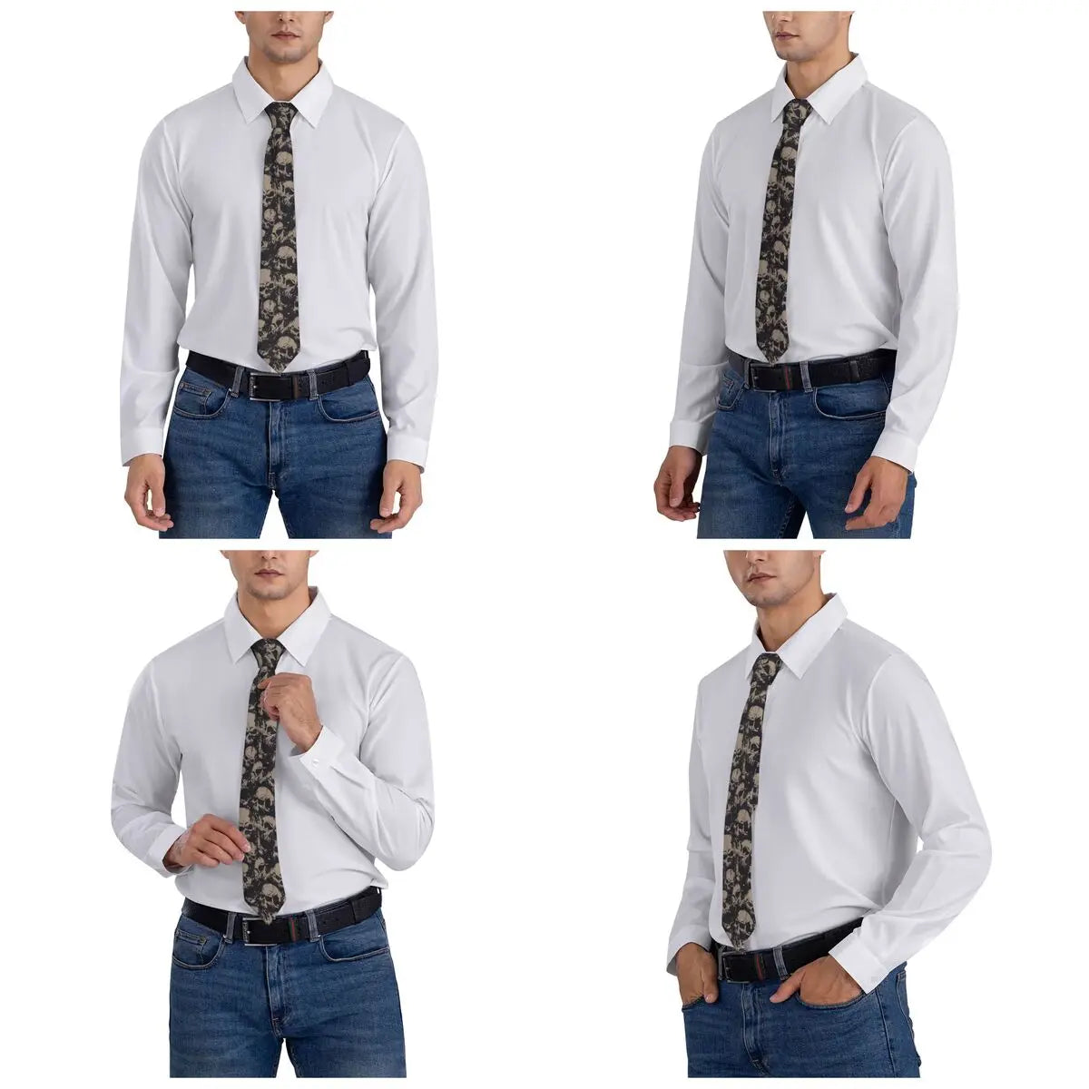 Grunge Pattern With Skulls Rock Neckties