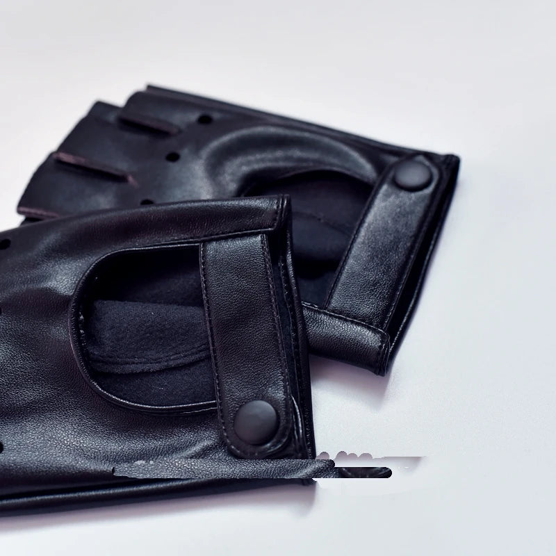 Spice Punk Gothic Half Finger Leather Gloves
