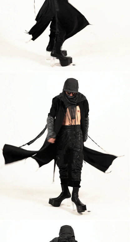 Gothic Vintage Distressed Hooded Cape Windbreaker