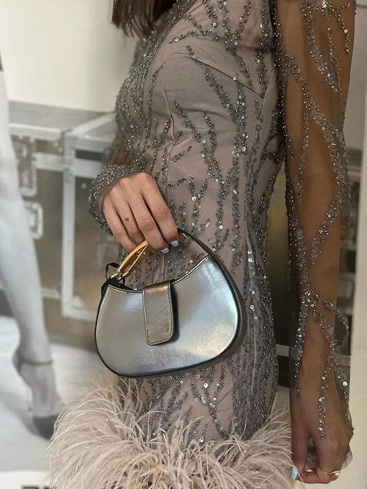Product Name: Luxe Feather Sequin Mini Dress