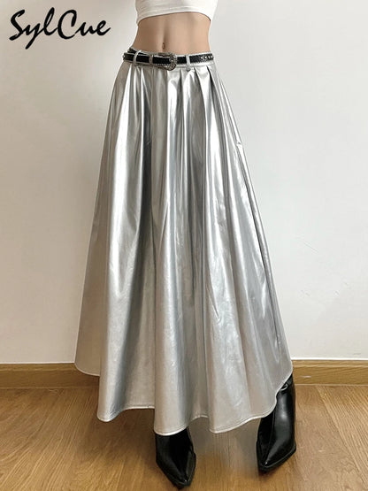 Long High Waist Pleated Skirt