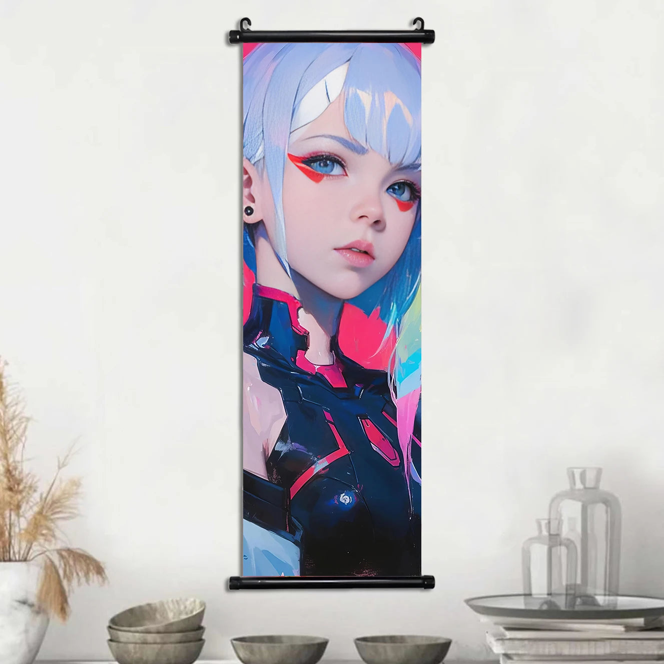Cyber Rebecca Scroll Canvas: Futuristic Wall Art