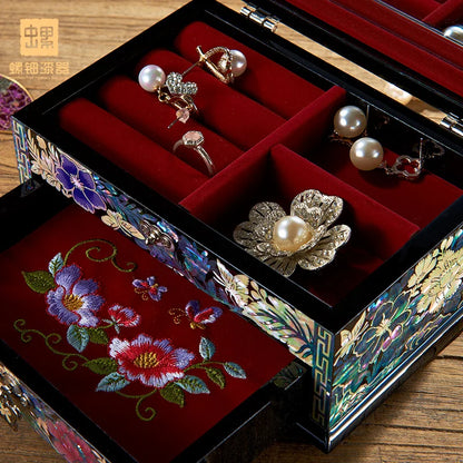 Abalone Elegance: Chic Wood Jewelry Organizer