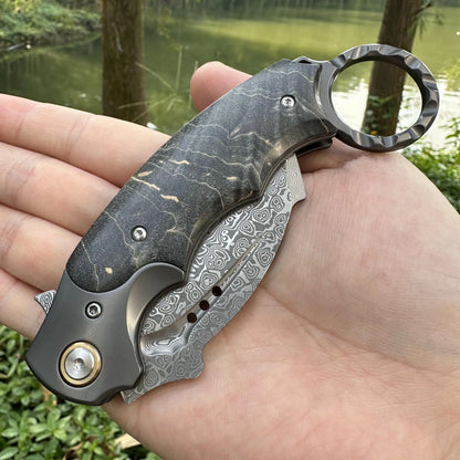 Topwell VG10 Damascus Claw Knife & Leather Sheath