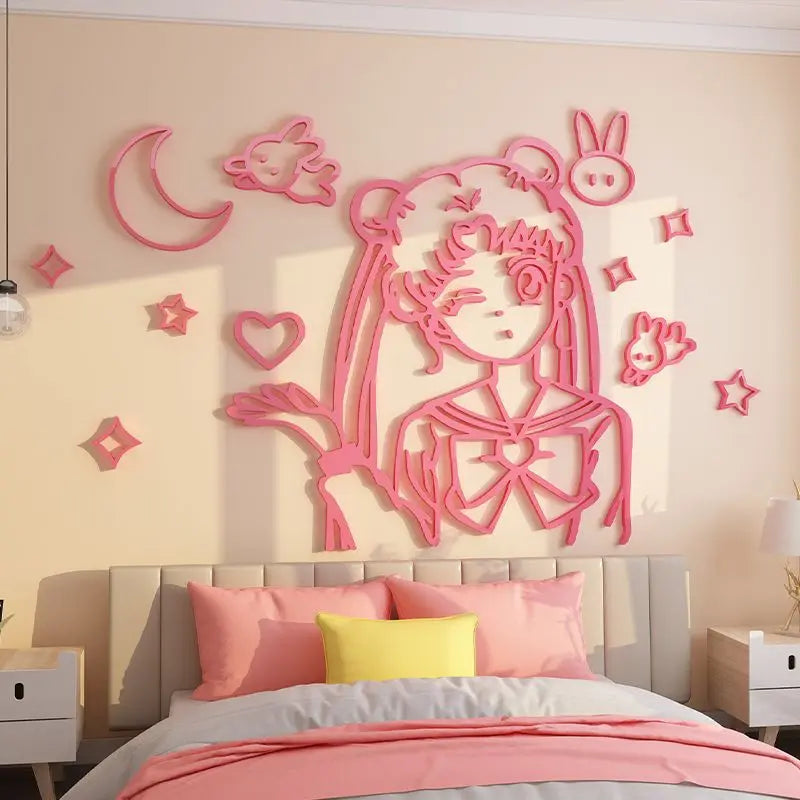 3D Cartoon Sailor Moon Acrylic Wall Art Decor